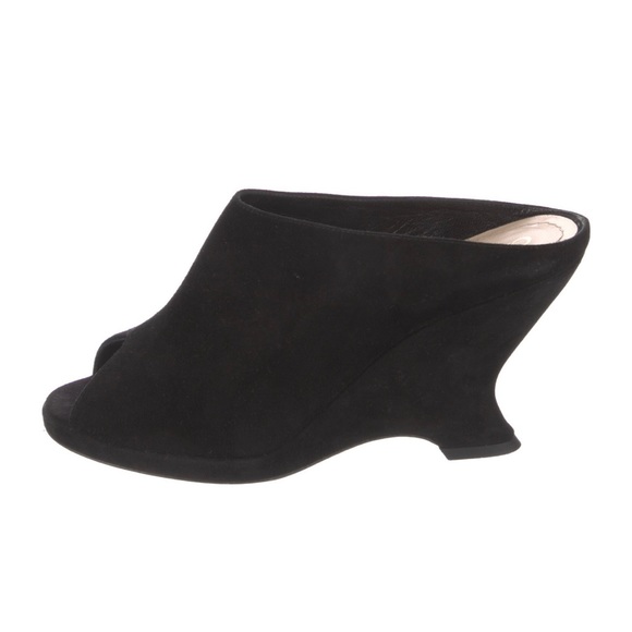 Christian Dior black suede wedge slides - Picture 2 of 8